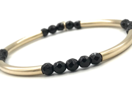 Armband Kenzo black met zwarte onyx en real gold plated balletjes