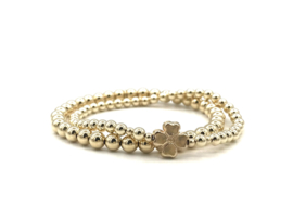 Armband Clover met real gold plated balletjes en klavertje vier