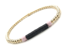 Armband Kyara met real gold plated balletjes en roze Swarovski pareltjes