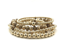 Armband Myrthe met picture jasper edelsteen en real gold plated balletjes