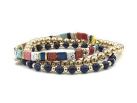 Armband Tila Ibiza met gold plated balletjes en edelsteen