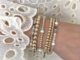 Armband Salma met amazoniet en real gold plated balletjes