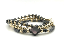 Armband Coco met hematiet en real gold plated balletjes