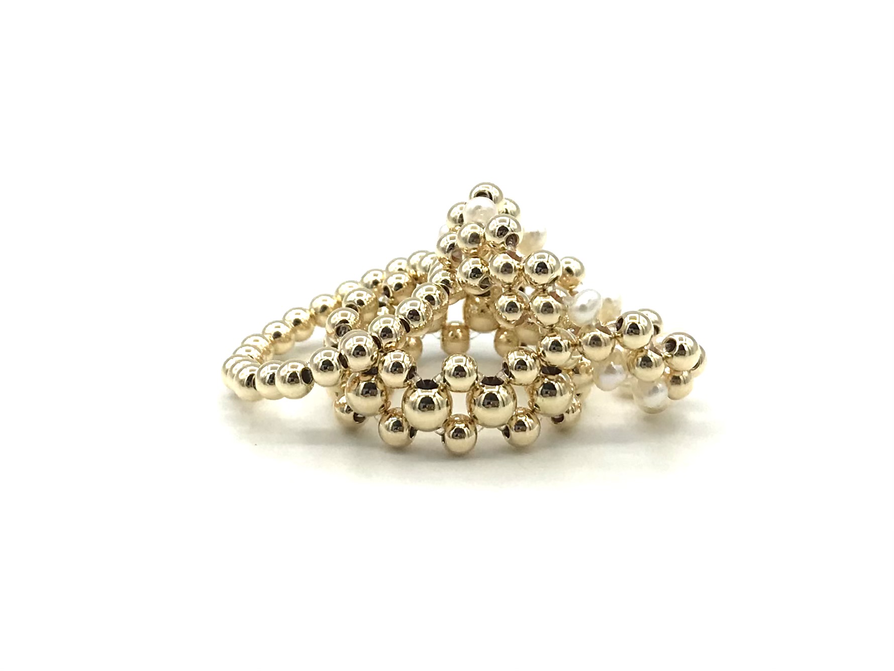 Stretch ring Zehra I met dubbele lagen real gold plated balletjes