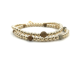 Armband Faye met real gold plated balletjes met jasper edelsteen