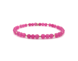 Armband Rosalie met roze chalcedoon edelsteen en real gold plated balletjes