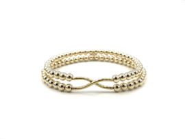 Armband Aisha big met real gold plated balletjes en cross tube spacer