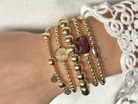 Armband lucky coin big met real gold plated balletjes