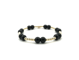 Armband Vanessa met real gold plated balletjes en onyx edelsteen