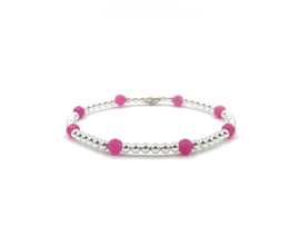 Armband Lucy met Sterling zilveren balletjes en roze chalcedoon edelsteen