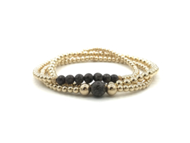 Armband Alina met real gold plated balletjes en bronzite edelsteen