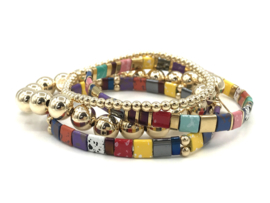 Armband Tila rainbow met gold plated balletjes en edelsteen