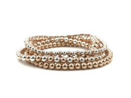 Armband Rose met rosé real gold plated- en Sterling zilveren balletjes 3 mm basis collectie