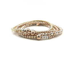 Armband Meryem met mixed colors zilver, gold- en rosé gold plated balletjes