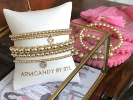 Armband Lilla met real gold plated balletjes en hartje met zirkonia
