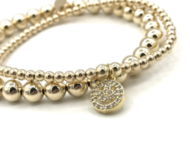 Armband Smiley met real gold plated balletjes en smiley bedel