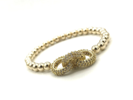 Armband Three rings met real gold plated balletjes en gold plated rings met Zirkonia crystal