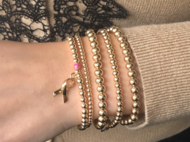 Armband Pink Ribbon met real gold plated balletjes