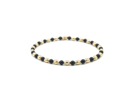 Armband Kaat met ovale real gold plated balletjes en zwarte onyx edelstenen