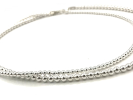 Ketting basis collectie met 3 mm 925 Sterling zilveren balletjes