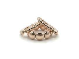 Stretch ring Giulia medium met platte rosé real gold plated balletjes