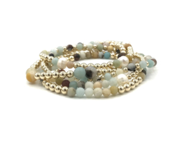 Armband Salma met amazoniet en real gold plated balletjes