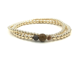 Armband Fayenne met jasper en real gold plated balletjes