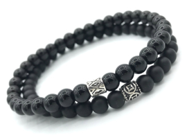 Heren armband Sem met zwarte onyx edelsteen en Sterling zilveren Bali spacer