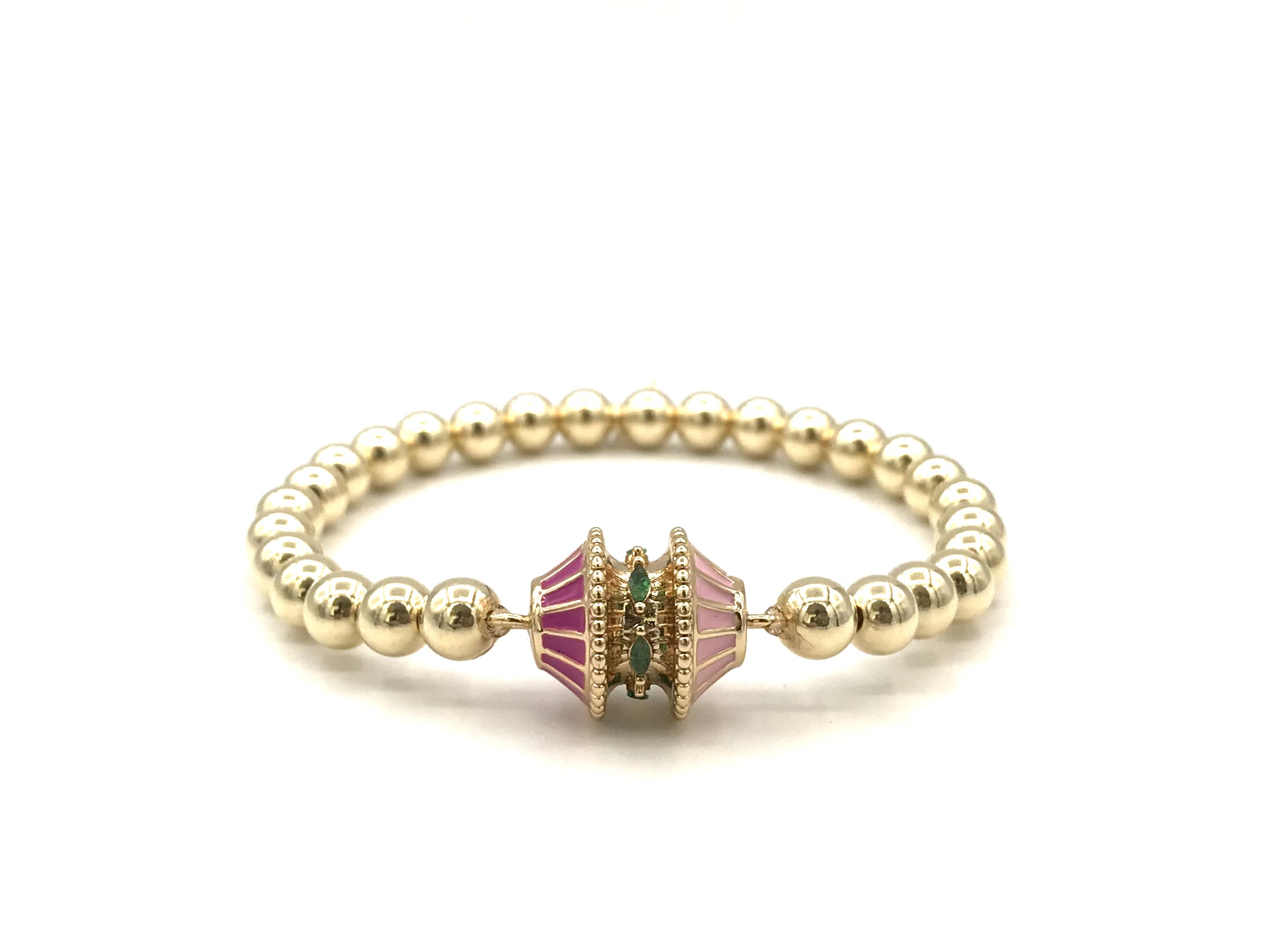 Armband Fee met real gold plated balletjes en gekleurd tussenstukje