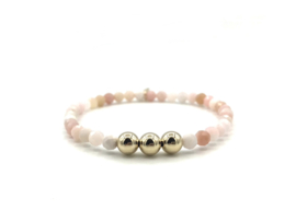Armband Kimberley met real gold plated bolletjes en facet geslepen agaat edelsteen