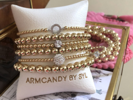Armband Dilara met real gold plated balletjes en round Zirkonia tussenstukje