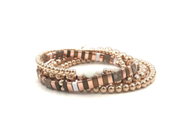 Armband Tila sparkle met rosé gold plated balletjes en edelsteen