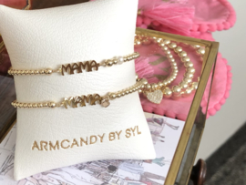 Armband Mama Heart met real gold plated bolletjes en mama spacer