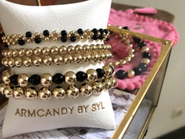 Armband Anissa met real gold plated balletjes en zwarte onyx edelsteen