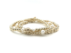 Armband Norah met pareltjes en real gold plated balletjes