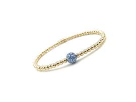 Armband Sylvia blue met real gold plated balletjes en bolletje van Swarovski crystal