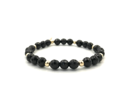 Armband Tess met zwarte onyx edelsteen en real gold plated balletjes