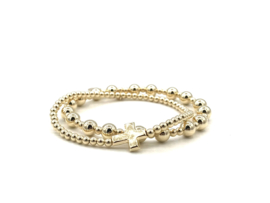 Armband Israe met real gold plated balletjes en kruisje connector