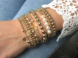 Armband lucky coin big met real gold plated balletjes