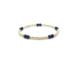 Armband Fayèn met real gold plated balletjes en Lapis Lazuli edelsteen