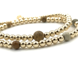 Armband Inaya met real gold plated balletjes en jasper edelsteen