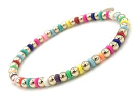 Armband Aylin met gekleurde schijfjes en real gold plated balletjes
