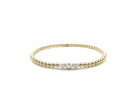 Armband Fabienne met real gold plated balletjes en gesatineerd Sterling zilver