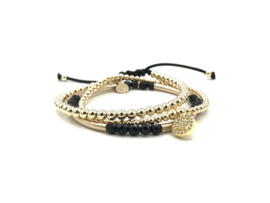 Armband Jane big met real gold plated balletjes op satijnkoord