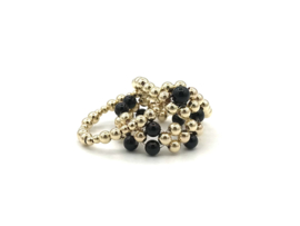 Ring Zehra black met onyx edelsteen en dubbele lagen real gold plated balletjes