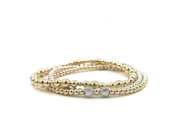 Armband noortje met real gold plated en Sterling zilveren hartjes