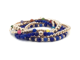 Armband Caren met rosé real gold plated balletjes en Lapis Lazuli