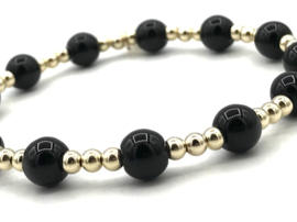 Armband Chiara black met real gold plated balletjes en onyx edelsteen