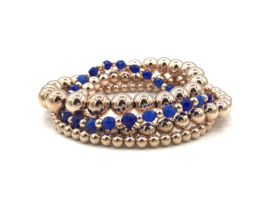 Armband Caren met rosé real gold plated balletjes en Lapis Lazuli