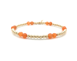 Armband Linde met real gold plated balletjes en facet geslepen oranje jade